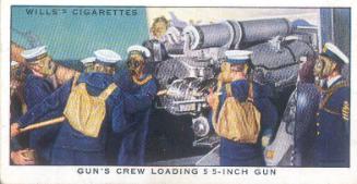 WD & HO Wills Cigarette Card Life in the Royal Navy Series - 17 Gun's Crew loading 5.5 inch gun