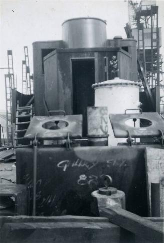 Black and White Photograph in album showing construction of 'Anno'