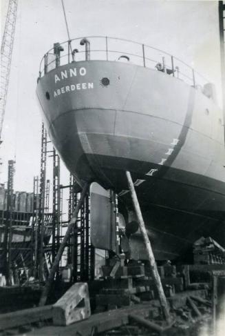 Black and White Photograph in album showing construction of 'Anno'