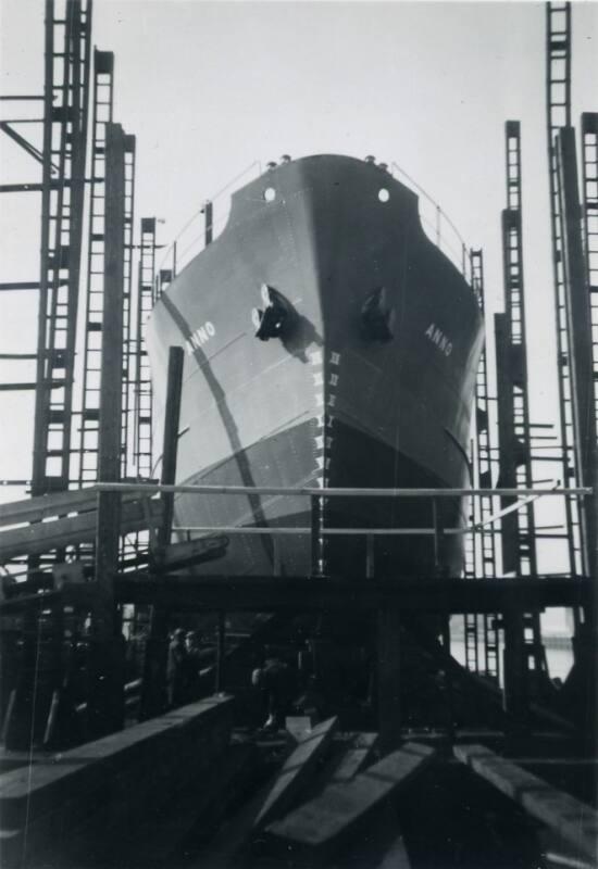 Black and White Photograph in album showing construction of 'Anno'