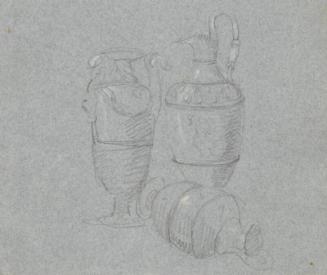 Three ornate urns - One of 91 Sketches of France, Italy & Greece