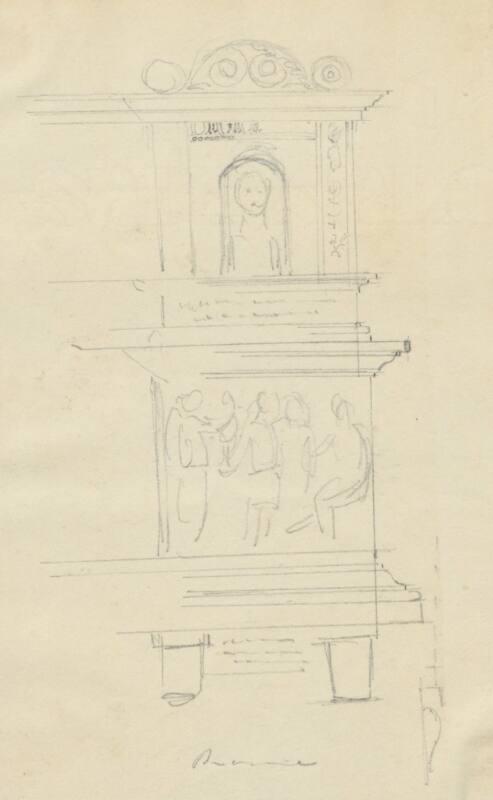 Ornate Facade with Classical Figures - One of 91 Sketches of France, Italy & Greece