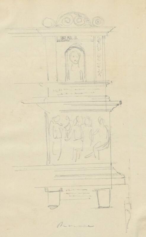 Ornate Facade with Classical Figures - One of 91 Sketches of France, Italy & Greece