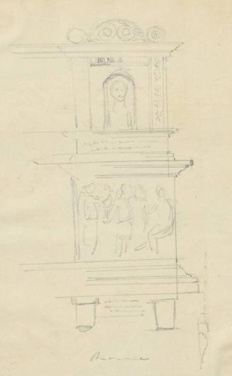 Ornate Facade with Classical Figures - One of 91 Sketches of France, Italy & Greece