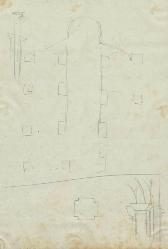 Cross section of High Building with Arched Roof - One of 91 Sketches of France, Italy & Greece