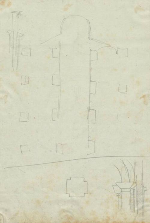 Cross section of High Building with Arched Roof - One of 91 Sketches of France, Italy & Greece