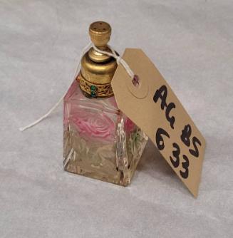 Ornate Cut Glass Scent Bottle With Rose Design 