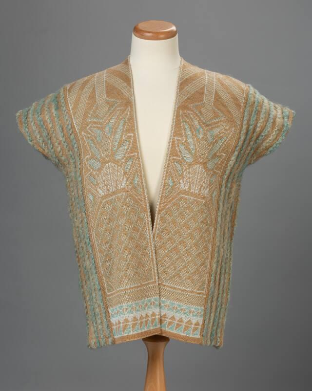 Caramel and Gold Patterned Knitted Jacket