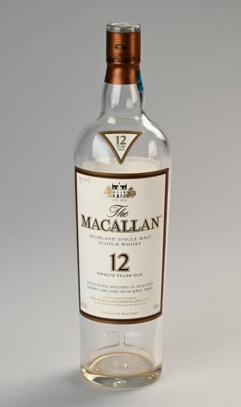 Macallan 12 Whisky Bottle With Sample Label