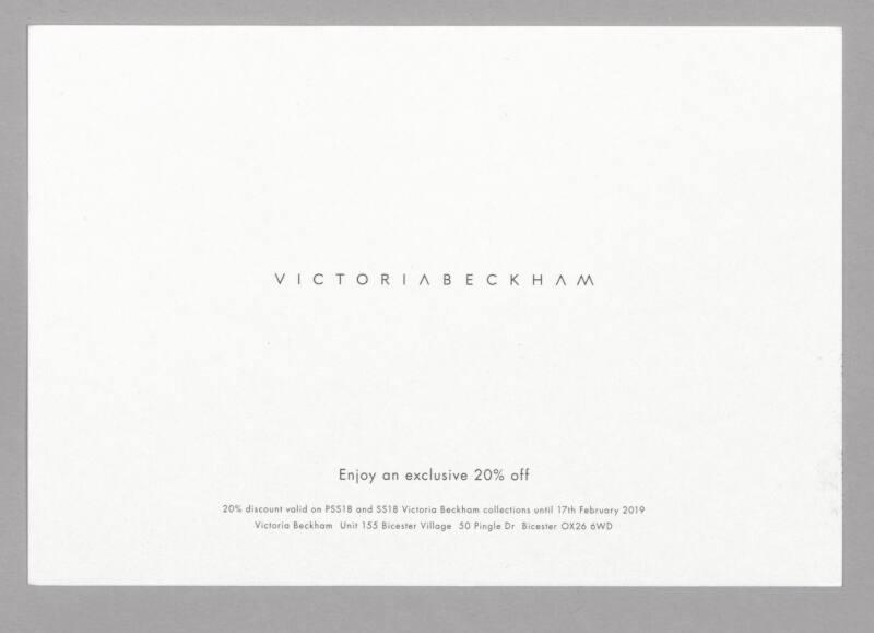 Victoria Beckham 20% Off Sample Card