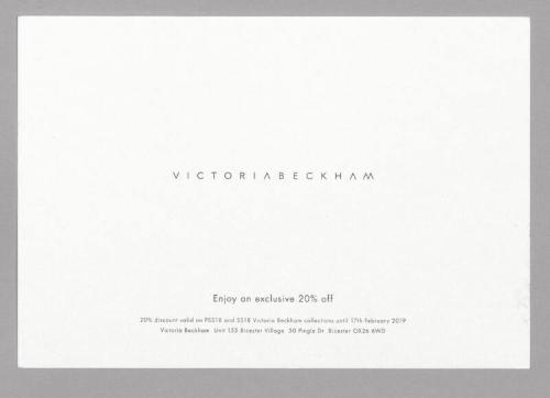 Victoria Beckham 20% Off Sample Card