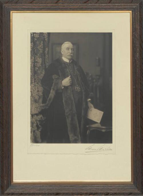 Framed Photograph of Sir William Meff in Civic Robes and Chains