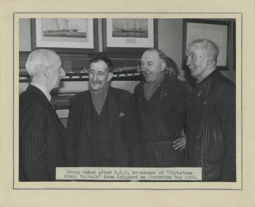 Photograph of Group of Halls Staff after Broadcast of Christmas Round Britain in 1950