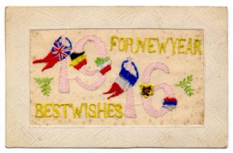 Embroidered Postcard: "1916 For New Year Best Wishes"
