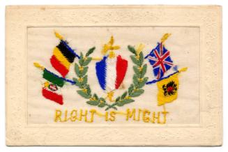 Embroidered Postcard: "Right is Might"