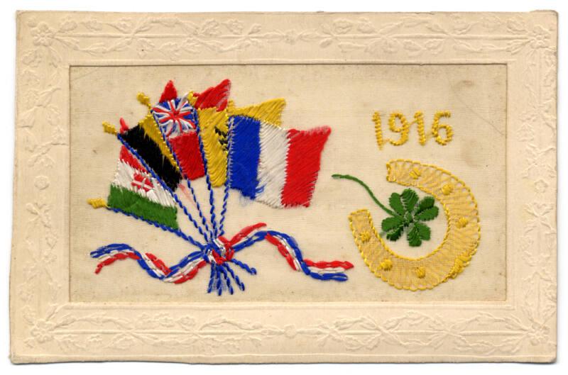 Embroidered Wartime Card: "1916"