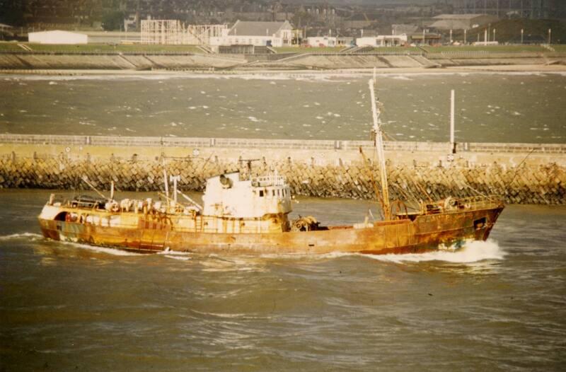 Colour Photograph Showing The Trawler A152 'mount Eden' Leavingharbour, Starboard Side View