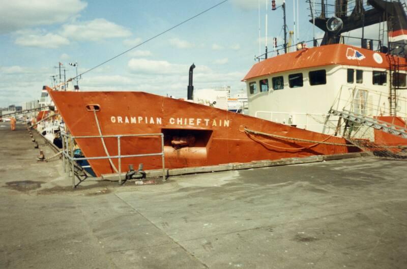 Colour Photograph Showing The Bow Of The Standby Vessel GRAMPIAN CHIEFTAIN In Aberdeen Harbour