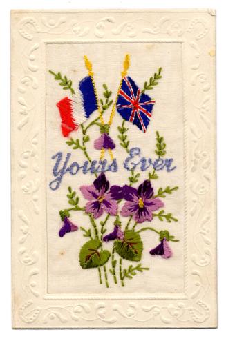 Embroidered Postcard: "Yours Ever"