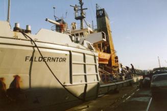 Colour Photograph Showing Supply Vessel FALDERNTOR In Aberdeen Harbour, After Fire