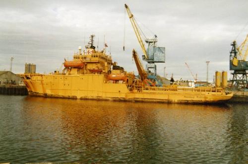 Colour Photograph Showing the Dive Support Vessel SEAWAY PELICAN In Aberdeen Harbour