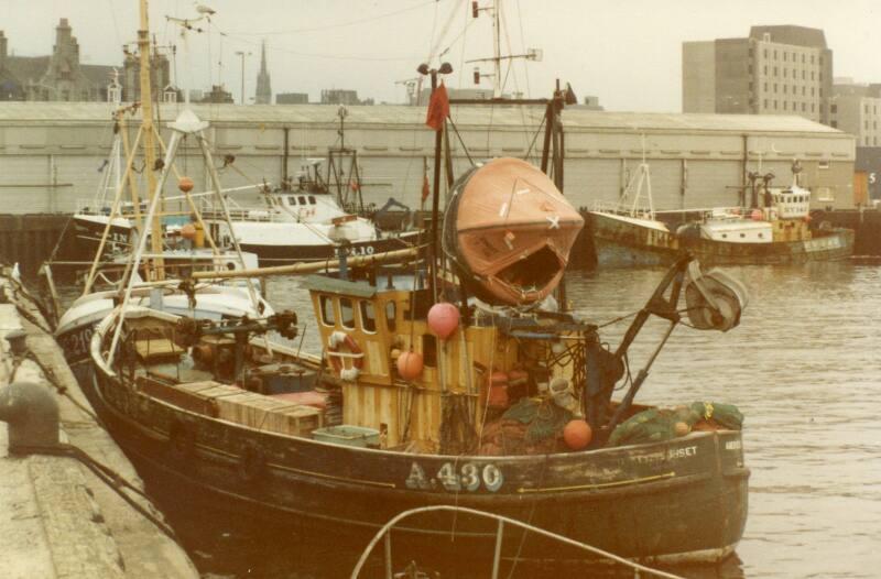 Colour Photograph Showing The Fishing Vessel 'sunset' A430 At Aberdeen Harbour