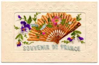 Embroidered Postcard: "Souvenir de France"