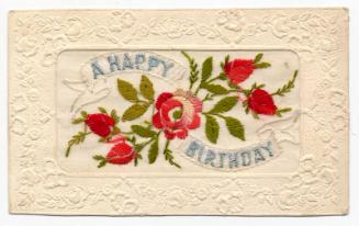 Embroidered Postcard: "Happy Birthday"