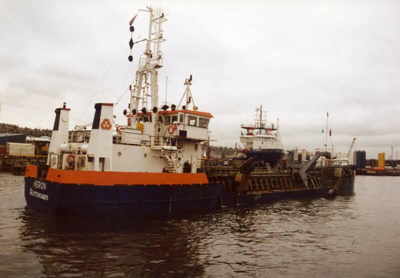 Colour Photograph Showing The Dredger 'heron' In Aberdeen Harbour