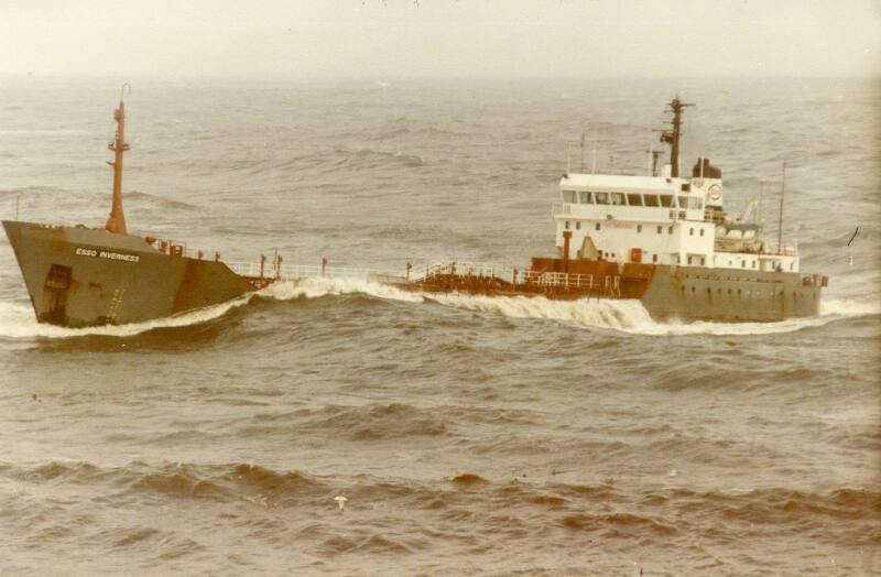 Colour Photograph Showing The Cargo Vessel 'esso Inverness' At Sea