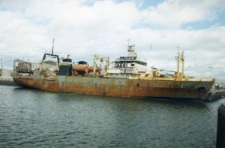 Colour Photograph Showing The Russian Factory Trawler 'lyelkin'in Aberdeen Harbour, Starboard View