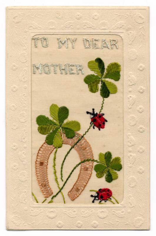 Embroidered Postcard: "To My Dear Mother"