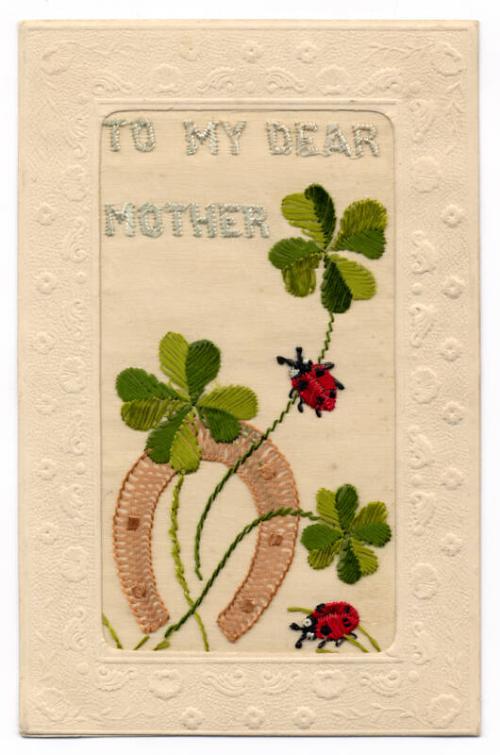 Embroidered Postcard: "To My Dear Mother"