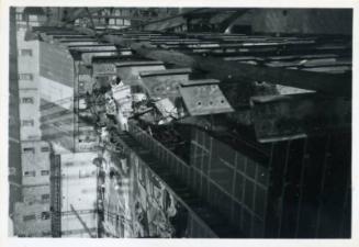 black and white photograph of steam collier Ajasa under construction