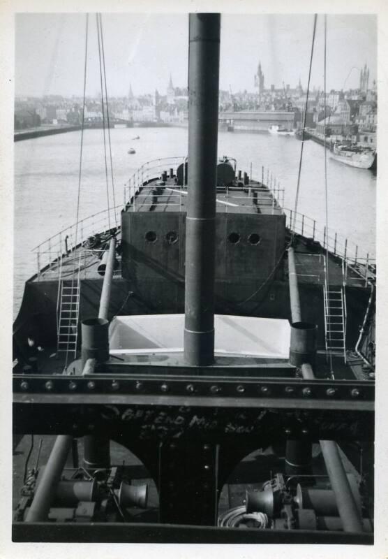 black and white photograph of cargo steamers Hero and Hydra under construction