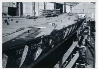 black and white photograph of baltic timber carrier Binna under construction