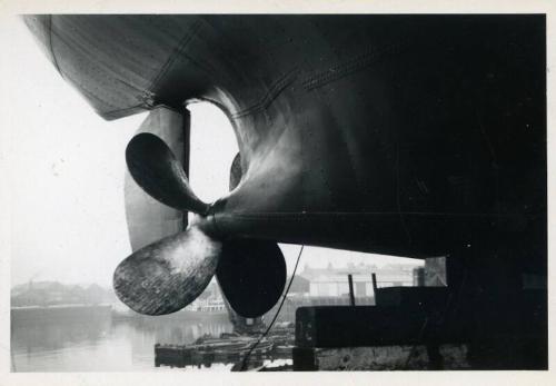 black and white photograph of whale catcher Pol XV under construction