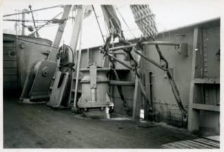 black and white photograph of steam trawler Ulafur Johannessen under construction