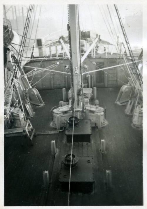 black and white photograph of steam trawler Ulafur Johannessen under construction