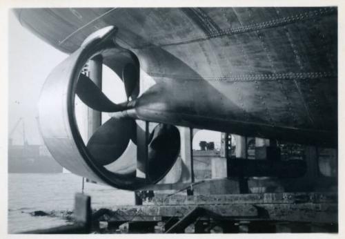 black and white photograph of steam tug Howard Smith under construction