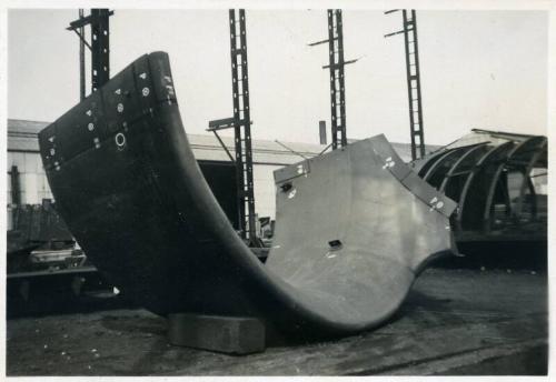 black and white photograph of steam tug Howard Smith under construction