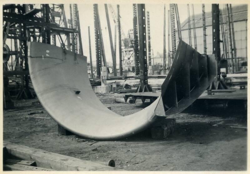 black and white photograph of steam tug Howard Smith under construction