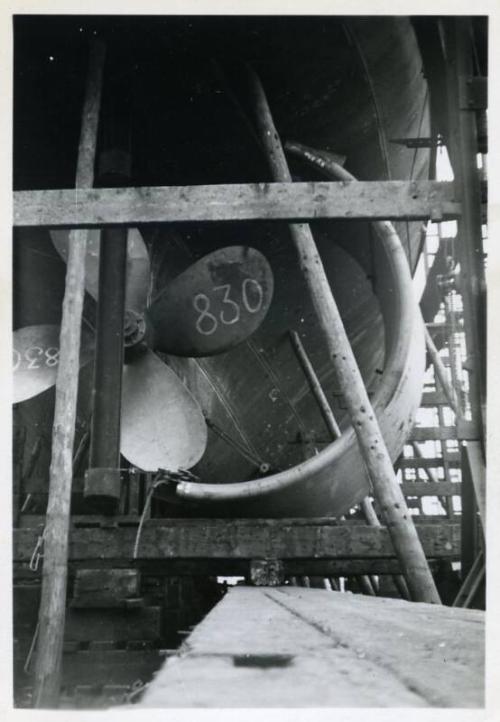 black and white photograph of steam tug Howard Smith under construction