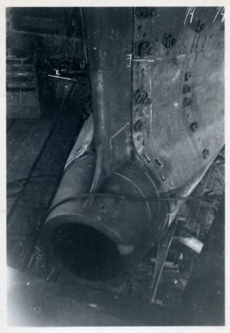 black and white photograph of steam tug Howard Smith under construction