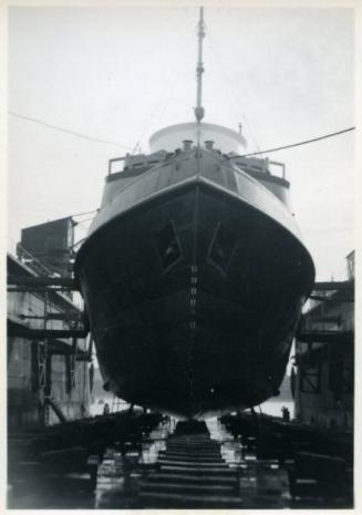 black and white photograph of steam tug Howard Smith under construction