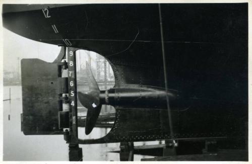 black and white photograph of diesel trawler Cape St Mary under construction