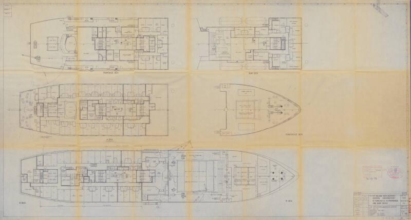 RMS St. Helena (1000) St Helena Replacement General Arrangement 'B' Forecastle, 'A', Promenade, and Boat Decks