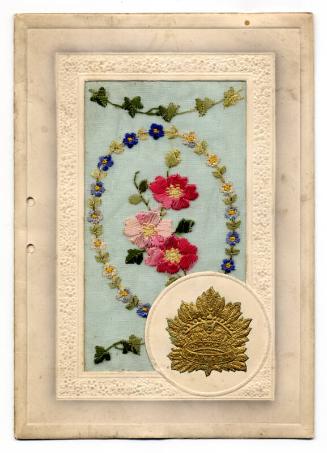 Embroidered Floral Maple Leaf Card