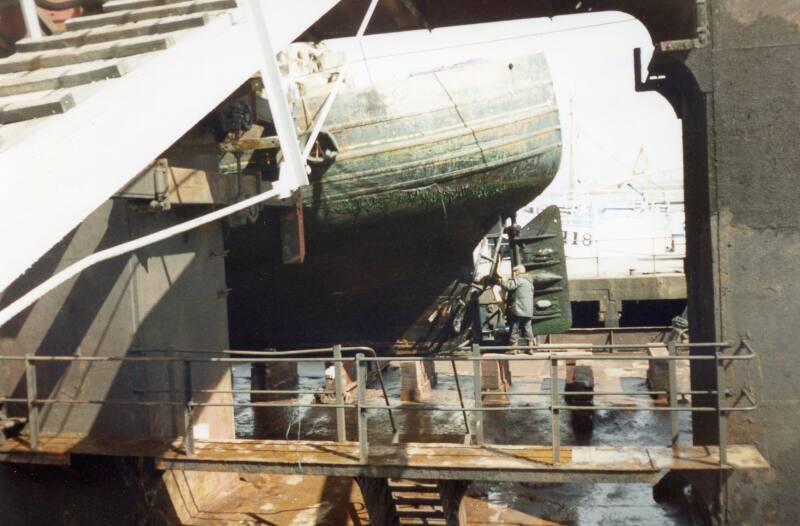 Colour Photograph Showing Stern Of 'gleanaway' Damaged When Vessel Went Ashore, Girdleness