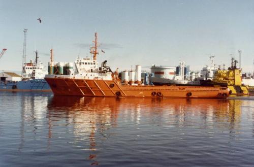 Colour Photograph Showing The Supply Vessel 'lowland Strider' In Aberdeen Harbour